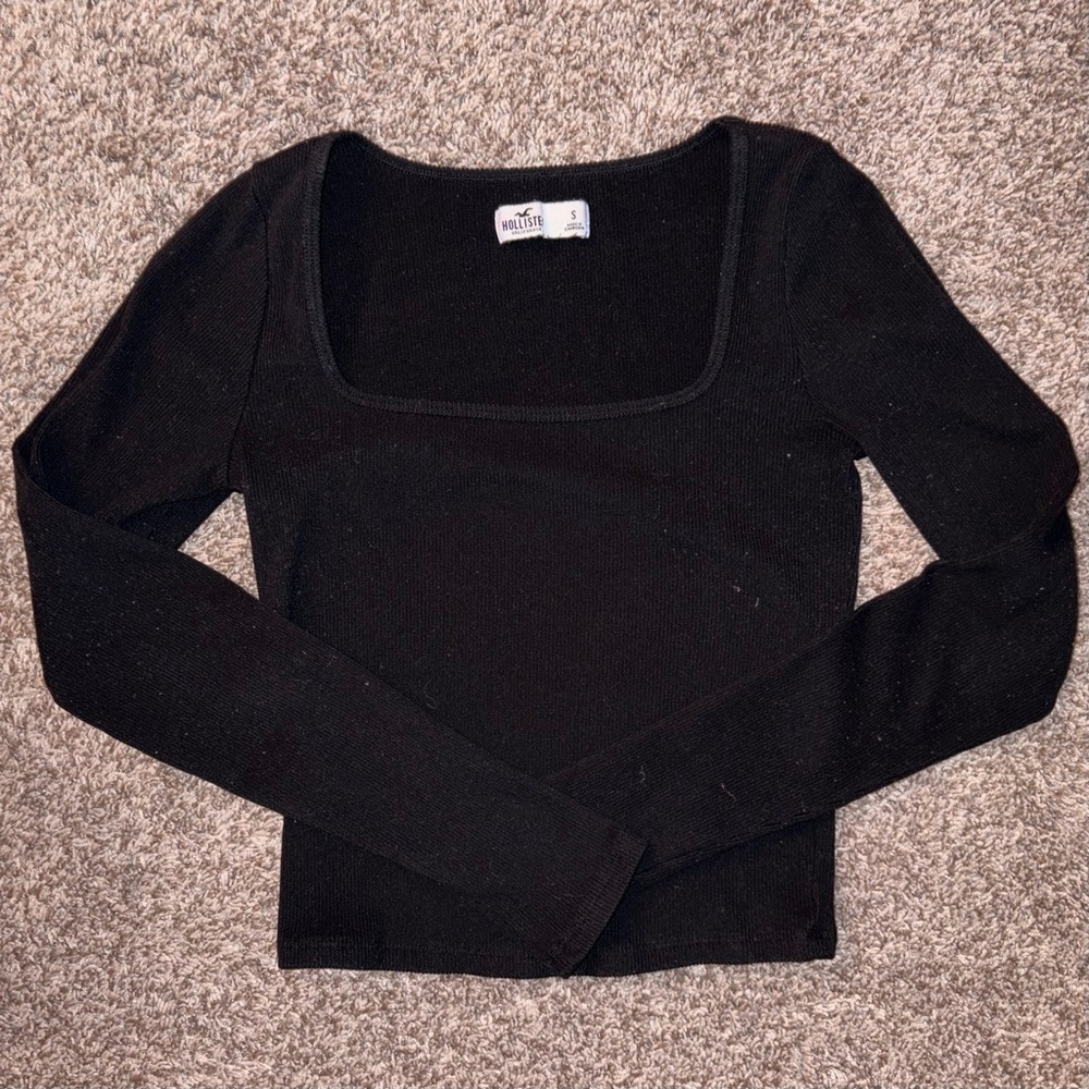 Hollister Black Long Sleeve Square Neck Top
